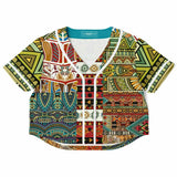 Mother Lode African Print Cropped Button Front Jersey Cropped Baseball Jersey - AOP - Thathoodyshop