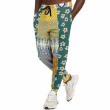 Tallulah Bankhead Yellow Ikat Patchwork Unisex Fleece Joggers Fleece Joggers - Thathoodyshop