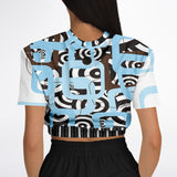 Pacific Palisades Retro Print Cropped Sweater Cropped Short Sleeve Sweater - Thathoodyshop