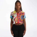 Hippy-Dippy Cropped Button Front Jersey Cropped Baseball Jersey - Thathoodyshop