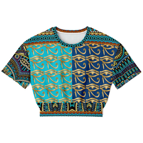 Many Blessings Horus Eye Cropped Sweater Cropped Short Sleeve Sweater - Thathoodyshop
