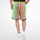 Green Anjou Pear Striped Basketball Shorts Basketball Shorts - Thathoodyshop