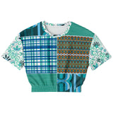 Turquoise Tonight Cropped Sweater Athletic Cropped Short Sleeve Sweatshirt - AOP - Thathoodyshop
