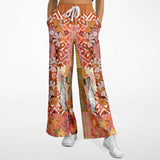 Yogananda Pink Floral Patchwork Eco-Poly Stretchy Phat Bellbottoms Wide Leg Pants - Thathoodyshop