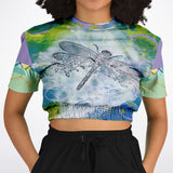Dragonfly Cropped Fleece Sweater Cropped Short Sleeve Sweater - Thathoodyshop