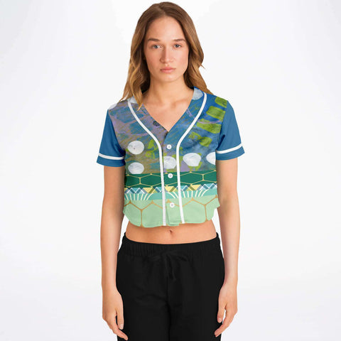 Dragonfly Cropped Button Front Jersey Cropped Baseball Jersey - Thathoodyshop