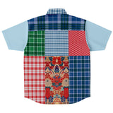 Busan Fleur Plaid Patchwork Button Down Shirt Short Sleeve Button Down Shirt - Thathoodyshop