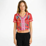 Chili Pepper Camo Paisley Cropped Button Front Jersey Cropped Baseball Jersey - AOP - Thathoodyshop