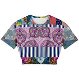 Juxtapose Patchwork Quilt Cropped Sweater Cropped Short Sleeve Sweater - Thathoodyshop