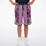 Purple Jamboree Striped Basketball Shorts Basketball Shorts - Thathoodyshop
