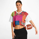 Chili Pepper Patchwork Crop Jersey Cropped Football Jersey - Thathoodyshop