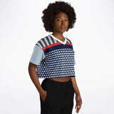 Sail Away Blue Polka Dot Crop Jersey Cropped Football Jersey - Thathoodyshop