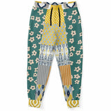 Tallulah Bankhead Yellow Ikat Patchwork Unisex Fleece Joggers Fleece Joggers - Thathoodyshop