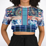 Dolores Park Paisley Plaid Cropped Sweater Cropped Short Sleeve Sweater - Thathoodyshop