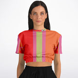 Chili Pepper Colorblock Trio Cropped Sweater Athletic Cropped Short Sleeve Sweatshirt - AOP - Thathoodyshop