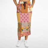 Yogananda Red Floral Patchwork Eco-Poly Long Pocket Skirt Long Pocket Skirt - Thathoodyshop