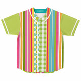 Green Anjou Pear Striped Patchwork Button Front Jersey Short Sleeve Button Down Shirt - Thathoodyshop