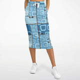 Blue Geo Patchwork Long Pocket Skirt Fashion Long Pocket Skirt - AOP - Thathoodyshop