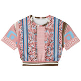 Pink Geo Holy Mosaic Cropped Sweater Cropped Short Sleeve Sweater - Thathoodyshop