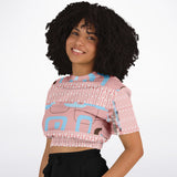 Pink Geo Gallagher Cropped Sweater Cropped Short Sleeve Sweater - Thathoodyshop