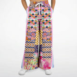 Bahama Mama Pink Floral Patchwork Stretchy Phat Bellbottoms Wide Leg Pants - Thathoodyshop