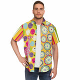 Hello Janis! Yellow Geo Print Short Sleeve Button Down Shirt Short Sleeve Button Down Shirt - Thathoodyshop