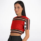 Gold Line Red Cropped Sweater Cropped Sweater - Thathoodyshop