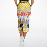 Tallulah Bankhead Yellow Ikat Patchwork Long Pocket Skirt Long Pocket Skirt - Thathoodyshop