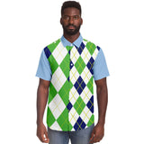 Green Par 4 S/S Button Down Shirt Short Sleeve Button Down Shirt - AOP - Thathoodyshop