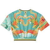 The Koi Dragon Cropped Sweater Cropped Short Sleeve Sweater - Thathoodyshop