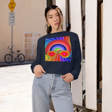 Love on Psychedelics Cropped Fleece Pullover Sweater - Thathoodyshop