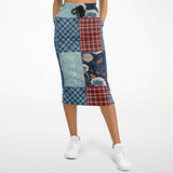 Andromeda Blue Patchwork Long Pocket Skirt Pocket Skirts - Thathoodyshop