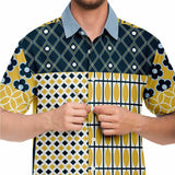 Dauphin Patchwork Stripe Button Down Shirt Short Sleeve Button Down Shirt - Thathoodyshop