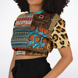 Mother Lode African Print Cropped Sweater Cropped Short Sleeve Sweater - Thathoodyshop