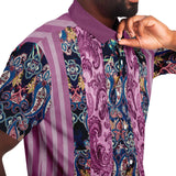 Purple Jamboree Striped Short Sleeve Button Down Shirt Short Sleeve Button Down Shirt - Thathoodyshop