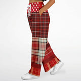 Jersey Salsa Red Plaid Stretchy Phat Bellbottoms Athletic Flare Jogger - AOP - Thathoodyshop