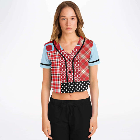 Red Pacific Palisades Geo Cropped Button Front Jersey Cropped Baseball Jersey - Thathoodyshop