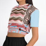 Pink Geo Retro Striped Cropped Sweater Cropped Short Sleeve Sweater - Thathoodyshop