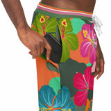 Orange Hawaiian Camo Fleece Joggers Fashion Jogger - AOP - Thathoodyshop