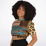 Mother Lode African Print Cropped Sweater Cropped Short Sleeve Sweater - Thathoodyshop
