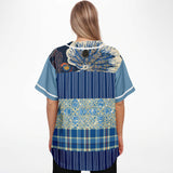 Andromeda Blue Hobo Patchwork Button Front Jersey Button Front Shirt - Thathoodyshop