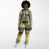 Dauphin Diamond Stripe Patchwork Unisex Fleece Romper Fleece Jumpsuit - Thathoodyshop