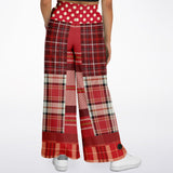 Jersey Salsa Red Plaid Stretchy Phat Bellbottoms Athletic Flare Jogger - AOP - Thathoodyshop