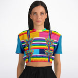 OG San Diego Rainbow Stripe Short Sleeve Cropped Sweater Cropped Short Sleeve Sweater - Thathoodyshop