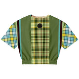 Green Caravan Plaid Cropped Sweater Cropped Short Sleeve Sweatshirt - Thathoodyshop
