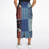 Andromeda Blue Patchwork Long Pocket Skirt Pocket Skirts - Thathoodyshop