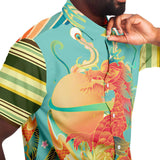 The Koi Dragon Striped Button Down Shirt Short Sleeve Button Down Shirt - Thathoodyshop