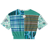 Turquoise Tonight Cropped Sweater Athletic Cropped Short Sleeve Sweatshirt - AOP - Thathoodyshop