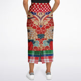 Busan Fleur Plaid Patchwork Long Pocket Skirt Long Pocket Skirt - Thathoodyshop