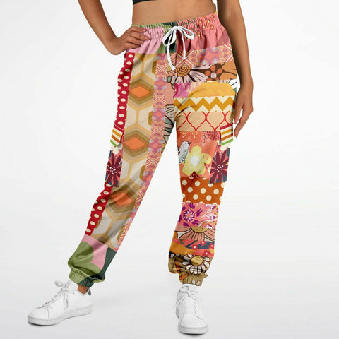 Yogananda Floral Patchwork Unisex Fleece Joggers Cargo Sweatpants - Thathoodyshop